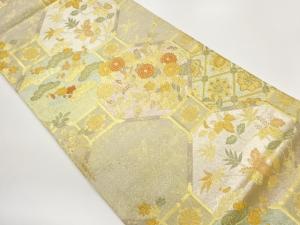 蜀江文に花々模様織出し袋帯